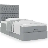 vidaXL Ottoman bed met matras 80x200cm stof lichtgrijs