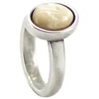 Qoss Ring Door Ovale Crème Steen - Maat L