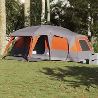 vidaXL Familietent met verandakoepel 9persoons waterdicht grijs oranje
