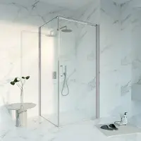 FortiFura Galeria Douchecabine - 100x90x200 - profiel veiligheidsglas - antikalk - PVD - geborsteld RVS SW1122492 SW797926 SW797908