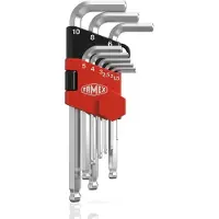 FAMEX 10784 Inbussleutel set voor inbusschroeven, lang, met kogelkop, 1,5 - 10mm, 9 stuks