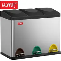 Hoppa! - Driedubbele Afvalbak - Zilver - RVS 45 liter
