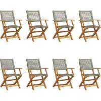 vidaXL Tuinstoelen 8 st inklapbaar poly rattan en massief hout grijs