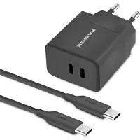 Xssive 35W Dual USB C Power Adapter met USB C naar USB-C Kabel - 1 Meter - Snellader - Super Fast Charger