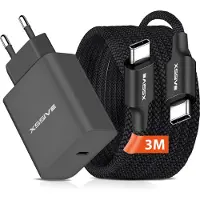 Xssive USB C Adapter 25W snellader met USB C naar USB C kabel - 3 Meter - Geschikt voor Samsung Galaxy Tab A7, A8, A9, S20, S24, S23, S22, S21 FE Ultra Plus