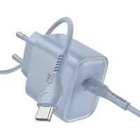 Hoco 25W Type C Snellader & Kabel - Blauw - USB-C naar USB-C Kabel (2 Meter) & Stekker - Snelle Oplader Geschikt voor telefoon en tablet
