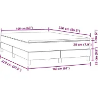 vidaXL Boxspring met matras fluweel lichtgrijs 160x220 cm