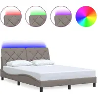 vidaXL Bedframe met LED zonder matras 120x200 cm stof taupe