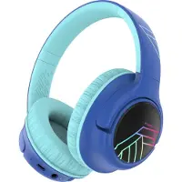 PowerLocus Bobo - Draadloze Koptelefoon voor Kinderen - Bluetooth koptelefoon - 74/85/94dB Volumebegrenzing - Led Verlichting - Audio Sharing Functie - Blauw/Zwart