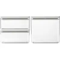 Brabantia Tasty+ Voorraadbussen - Stapelbaar - 1,5 + 1,5 + 3,5 l - Light Grey