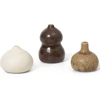 Ferm Living Komo vaas mini set van 3 Brown-white