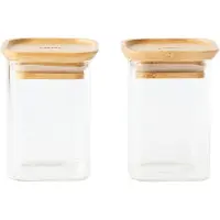 Pebbly Vershoudbakje Vierkant met Bamboe Deksel 240 ml Transparant (Set van 2)