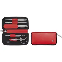 Zwilling Manicure- en pedicureset 5-delige met combinatie-nagelschaar, leer en rood Manicureset 1 st