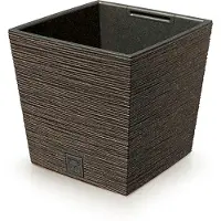Prosperplast Plantenpot/bloempot - buiten - kunststof - donkerbruin - Eco wood look - D24 x H24 cm - Plantenpotten