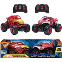Spin Master RC Marvel - Iron Man en Amazing Spider-Man - 2 op afstand bestuurbare monsterjamtrucks - schaal 1:24