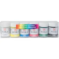 Bruynzeel Talens Ecola plakkaatverf potje van 16 ml, etui met 6 potjes in geassorteerde kleuren