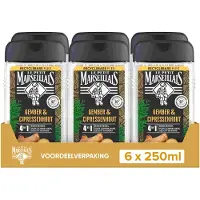Le Petit Marseillais 4in1 douchegel voordeelverpakking - gember en cipressenhout - extra verfrissend effect - 6 x 250 ml