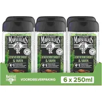 Le Petit Marseillais 4in1 douchegel voordeelverpakking - jeneverbeshout en varen - biologisch afbreekbare formule - 6x250 ml