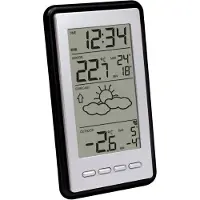 Technoline WS 9130 - Weerstation - Tafel of Wandstation - Binnen en buiten temperatuur - Radiogestuurde tijdsaanduiding - Alarm - Snooze - Zilverkleurig - Zwart