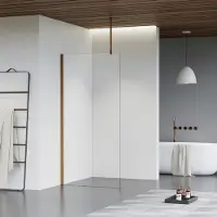 FortiFura Galeria inloopdouche - 80x200cm - helder glas - plafondarm - Geborsteld koper PVD (Koper) SW797914/SW876702/SW876705