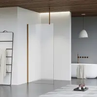 FortiFura Galeria inloopdouche - 140x200cm - mat glas - plafondarm - Geborsteld koper PVD (Koper) SW797937/SW876702/SW876705