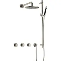 Hotbath Cobber X IBSX70 Inbouw Doucheset - Staafhanddouche - 25cm Hoofddouche - Wandarm - Glijstang - Geborsteld Nikkel - Messing - Kranen, - Kranen, Douchekranen, Douchesets, Inbouw douchesets