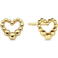 New Bling - 9NB-1385 - oorbelknopjes met bolletjes hart - 925 sterling silver - gold plated - 7,2 x 7,6mm