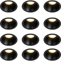 QAZQA Set van 12 moderne inbouwspots zwart GU10 35mm IP44 - Dept
