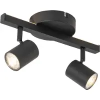 QAZQA Plafondspot zwart GU10 50mm 2-lichts incl. backlight en 3-way switch - Back Up