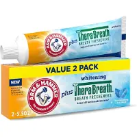 Arm & Hammer Tandpasta + TheraBreath Mondverfrissers – Icy Mint – Wittere Tanden & Fluoride – Set van 2 – 156 g