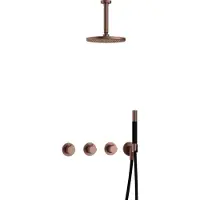 Hotbath Cobber IBS70 Inbouw Doucheset - Staafhanddouche - 25cm Hoofddouche - 15cm Plafondbuis - Wandhouder - Geborsteld Koper Pvd - Messing - Kranen, - Kranen, Douchekranen, Douchesets, Inbouw