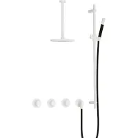 Hotbath Cobber IBS70 Inbouw Doucheset - Staafhanddouche - 25cm Hoofddouche - 30cm Plafondbuis - Glijstang - Mat Wit - Messing - Kranen, Douchekranen, - Kranen, Douchekranen, Douchesets, Inbouw