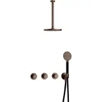 Hotbath Cobber IBS70 Inbouw Doucheset - Ronde Handdouche - 25cm Hoofddouche - 30cm Plafondbuis - Wandhouder - Verouderd Messing - Messing - Kranen, - Kranen, Douchekranen, Douchesets, Inbouw
