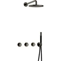 Hotbath Cobber IBS70 Inbouw Doucheset - Staafhanddouche - 25cm Hoofddouche - Wandarm - Wandhouder - Verouderd Ijzer - Messing - Kranen, Douchekranen, - Kranen, Douchekranen, Douchesets, Inbouw