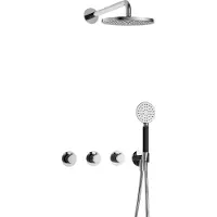 Hotbath Cobber IBS70 Inbouw Doucheset - Ronde Handdouche - 25cm Hoofddouche - Wandarm - Wandhouder - Chroom - Messing - Kranen, Douchekranen, - Kranen, Douchekranen, Douchesets, Inbouw douchesets