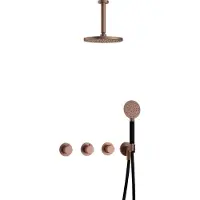 Hotbath Cobber IBS70 Inbouw Doucheset - Ronde Handdouche - 25cm Hoofddouche - 15cm Plafondbuis - Wandhouder - Geborsteld Koper Pvd - Messing - Kranen, - Kranen, Douchekranen, Douchesets, Inbouw