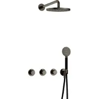 Hotbath Cobber IBS70 Inbouw Doucheset - Ronde Handdouche - 25cm Hoofddouche - Wandarm - Wandhouder - Verouderd Ijzer - Messing - Kranen, Douchekranen, - Kranen, Douchekranen, Douchesets, Inbouw
