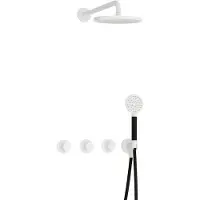 Hotbath Cobber IBS70 inbouw regendoucheset met ronde handdouche aan houder en 25cm ronde hoofddouche aan 40cm wandarm mat wit