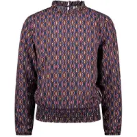 B.NOSY Meisjes blouse wavy print bruin - Venna - Victorious AOP. Maat: 116