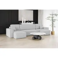 Beddenbriljant U-bank Ribstof Karlo - Slaapbank met opbergruimte - 4 zits