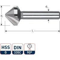 Rotec HSS Verzinkfrezen 90°, 3 snijk., DIN 335 C 16,5 (M8) - 4001650