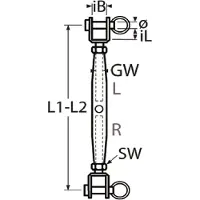 Marinetech M12 Tensor With Fork End 245 Mm Zilver 12 mm