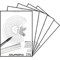 Aurora Tekenblok - Bristol - Glad Tekenpapier - 297 mm x 420 mm - A3 - 210g - 20 Vel - 5 Stuks
