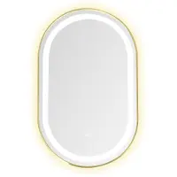 Sanico Dresden spiegel ovaal 50x100 brushed Gold verlichting en verwarming