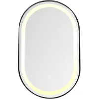 Sanico Dresden spiegel ovaal 50x80 mat zwart verlichting en verwarming