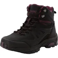 Hi-tec Jackdaw Mid WP Polyester Dames Zwart/Bordeaux Wandelschoenen