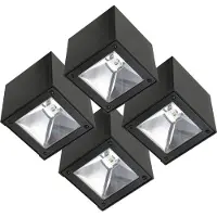 Ks Verlichting - Wandlamp - Cube - solar - zwart - set van 4 - vierkant - solar tuinverlichting - modern - zonneenergie buitenverlichting