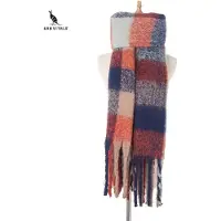 San vitale - 1.3 Luxe Winter Sjaal - Sjaal dames - Wol Mix - Omslagdoek - Geblokt - Multicolor Blauw/Rood