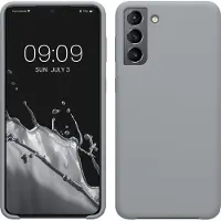 Kwmobile telefoonhoesje geschikt voor Samsung Galaxy S21 Plus - Hoesje met siliconen coating - Smartphone case in grijs