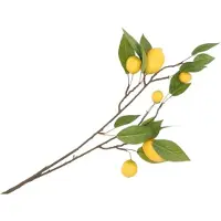 DK Design Kunstbloem citrusfruit tak citroen - 80 cm - geel - losse steel - Kunst zijdebloemen